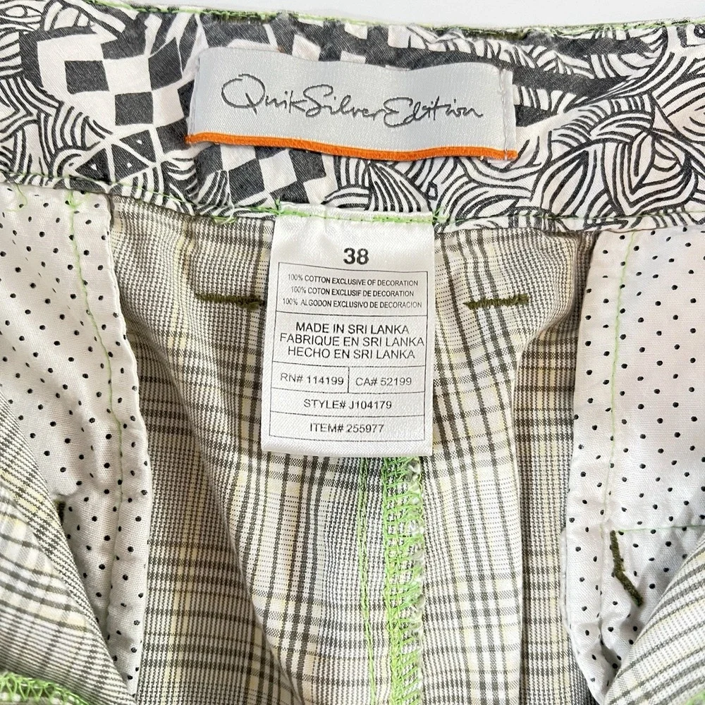 Quicksilver board Shorts Mens 38 white Gray Plaid‎ Chino Flat Front Comfort - Picture 7 of 7